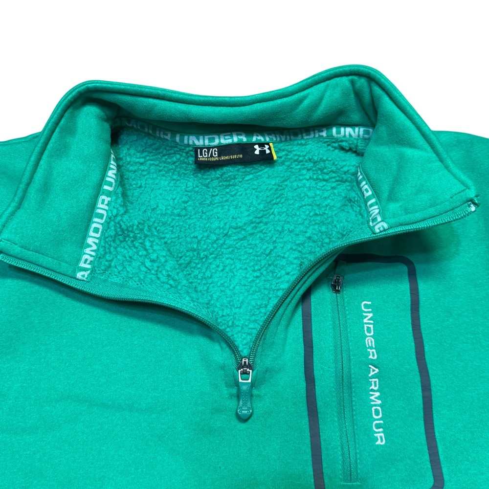 Under Armour Mens Large Green Sherpa Lined 1/4 Zip Fleece Pullover Jacket Large - Picture 4 of 6